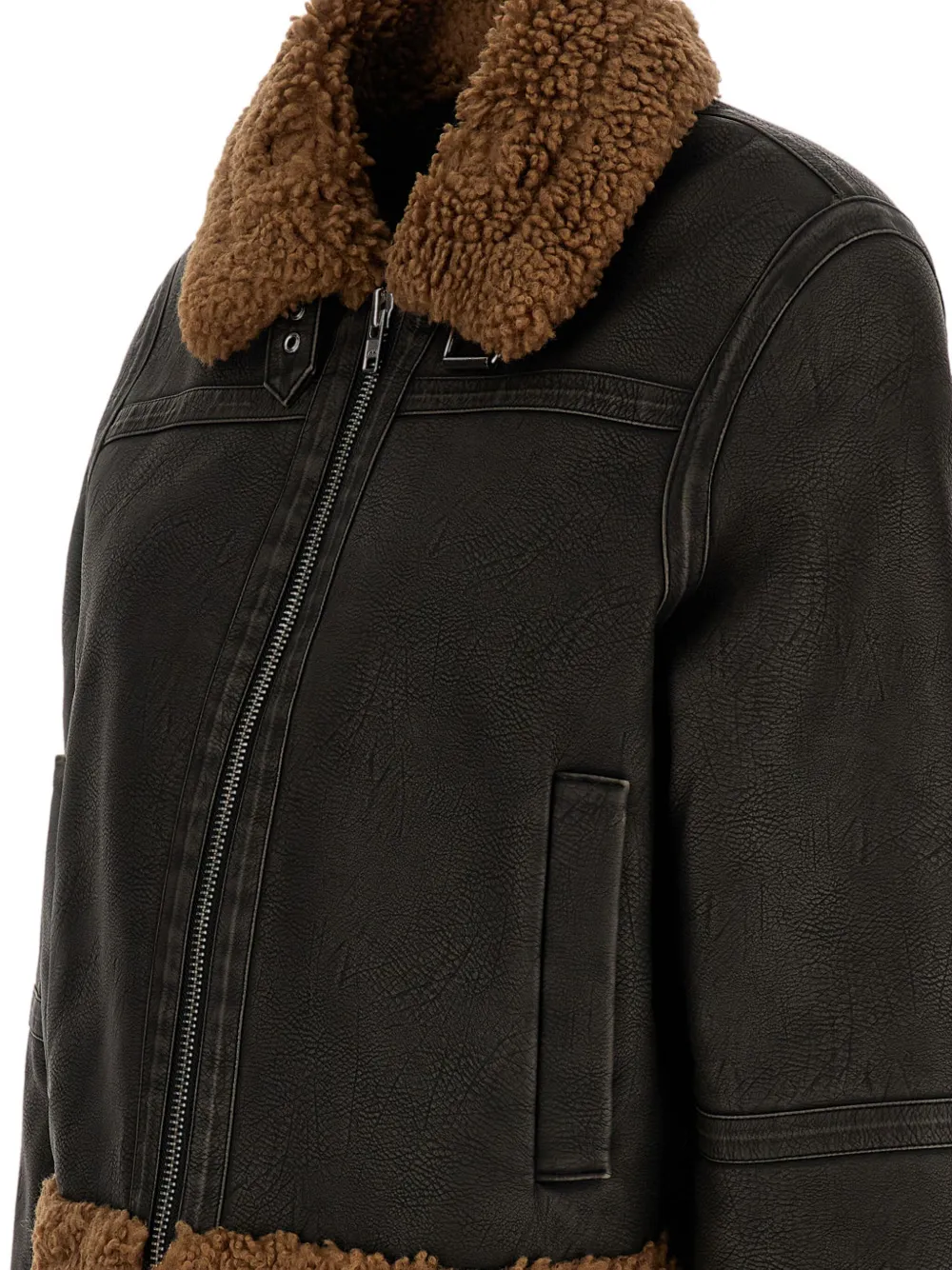Stand Studio Shearling-trimmed Faux-fur Jacket In Metallic