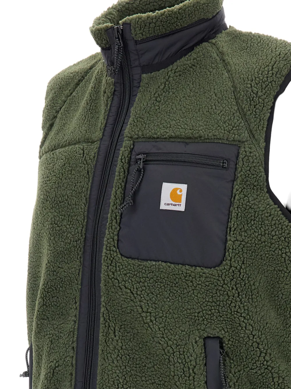 Carhartt WIP Prentis gilet met sherpa-effect en rits Groen