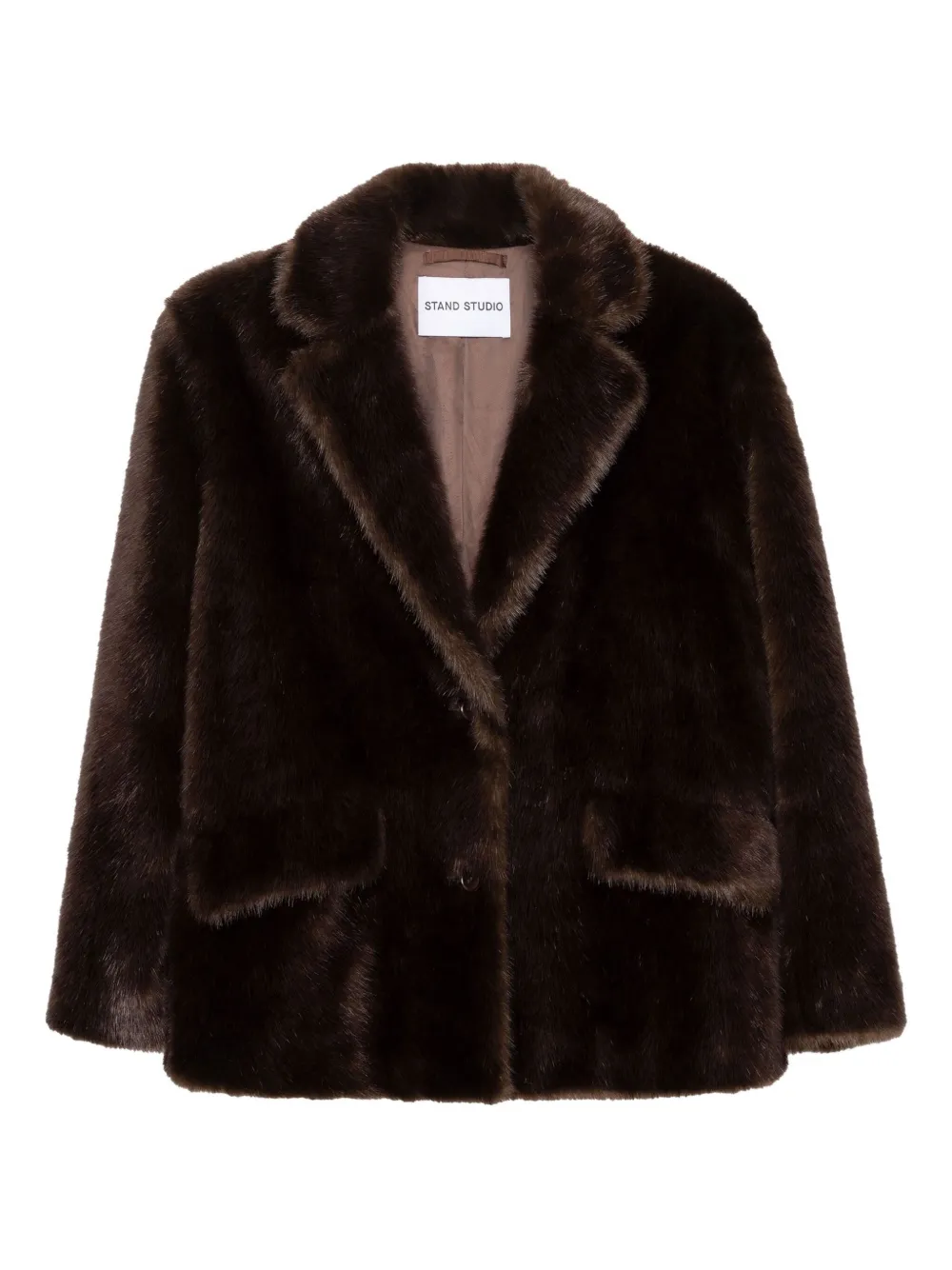 Stand Studio Evyn Double-pocket Faux-fur Jacket In Brown
