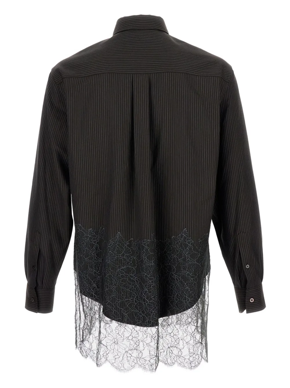 FENDI pinstripe lace-trim shirt - Zwart