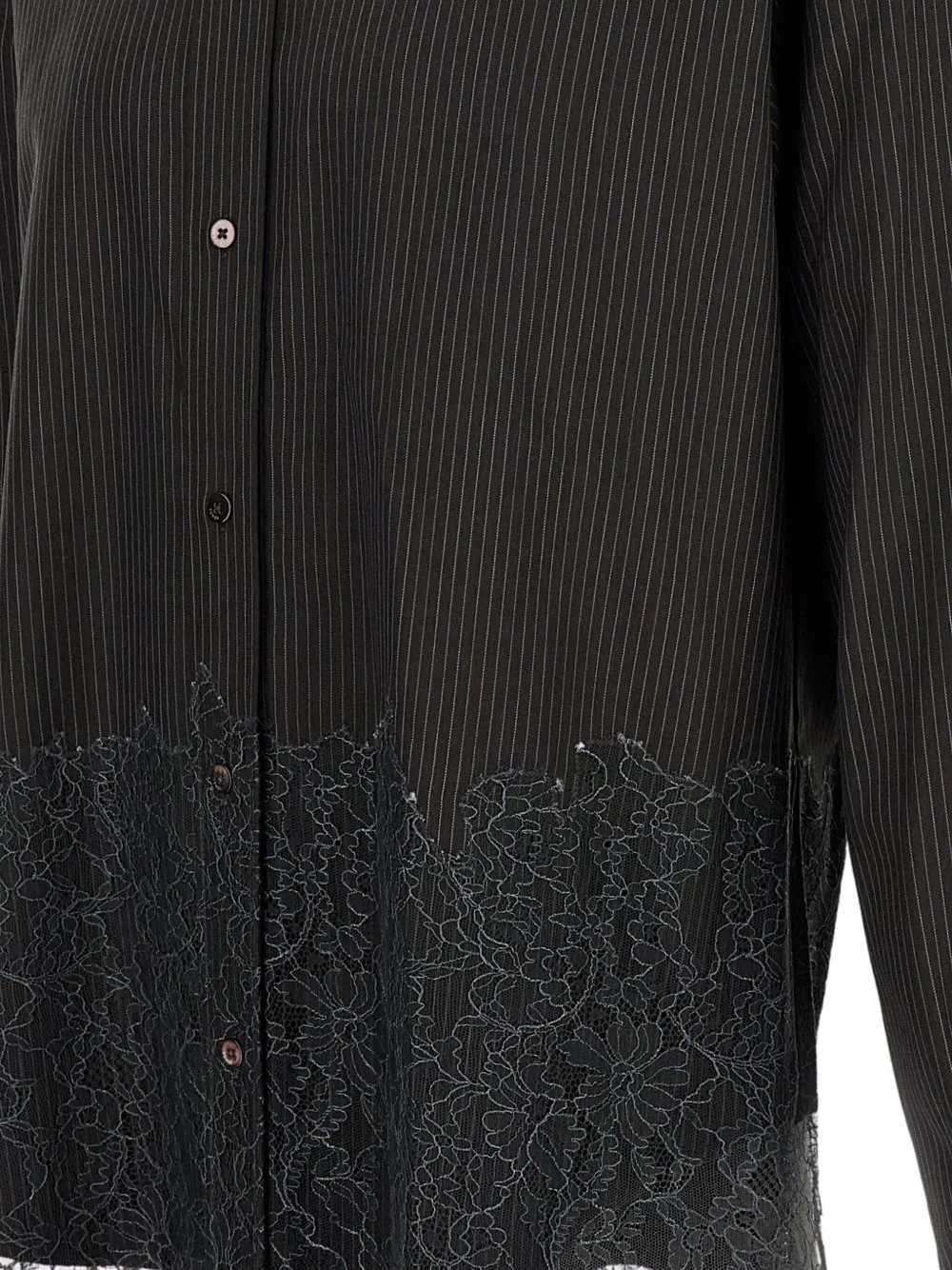 FENDI Overhemd met krijtstreep en kanten afwerking Zwart