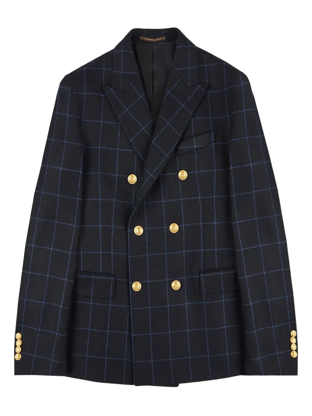 Incotex chamarra de lana a cuadros con doble botonadura | azul | Image 1