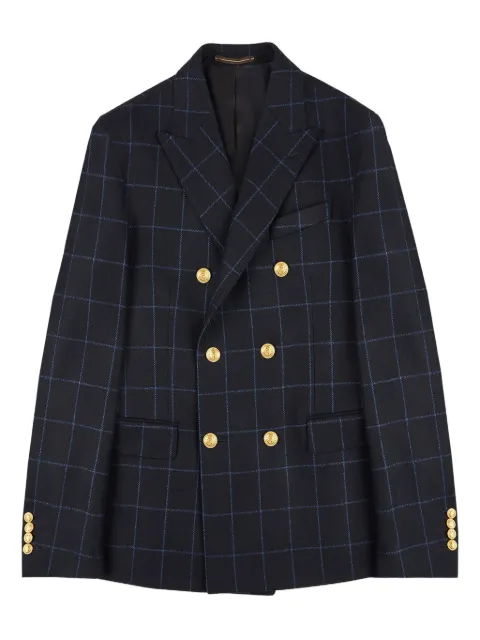 Incotex chamarra de lana a cuadros con doble botonadura