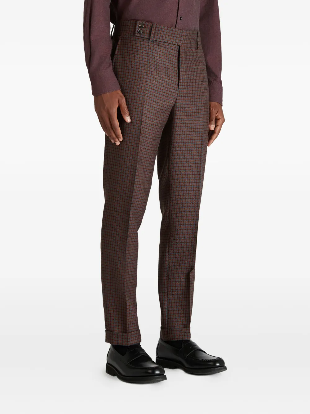 Incotex Broek met pied-de-poule print Bruin
