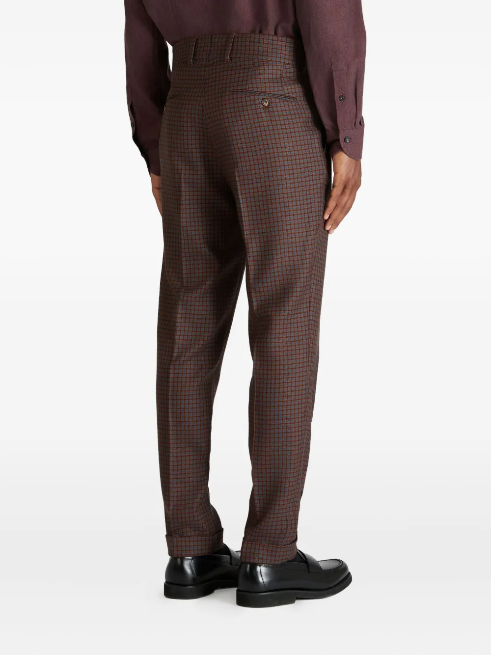 Incotex Broek met pied-de-poule print Bruin