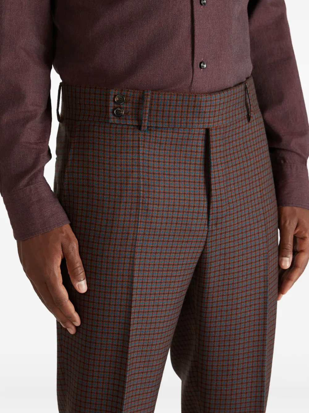 Incotex Broek met pied-de-poule print Bruin