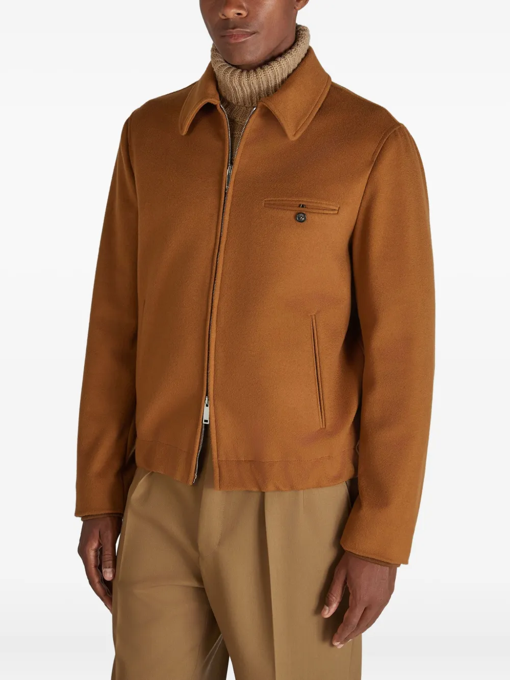 Montedoro Zip-up Bomber Jacket In Brown