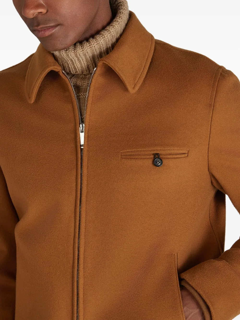 Montedoro Zip-up Bomber Jacket In Brown