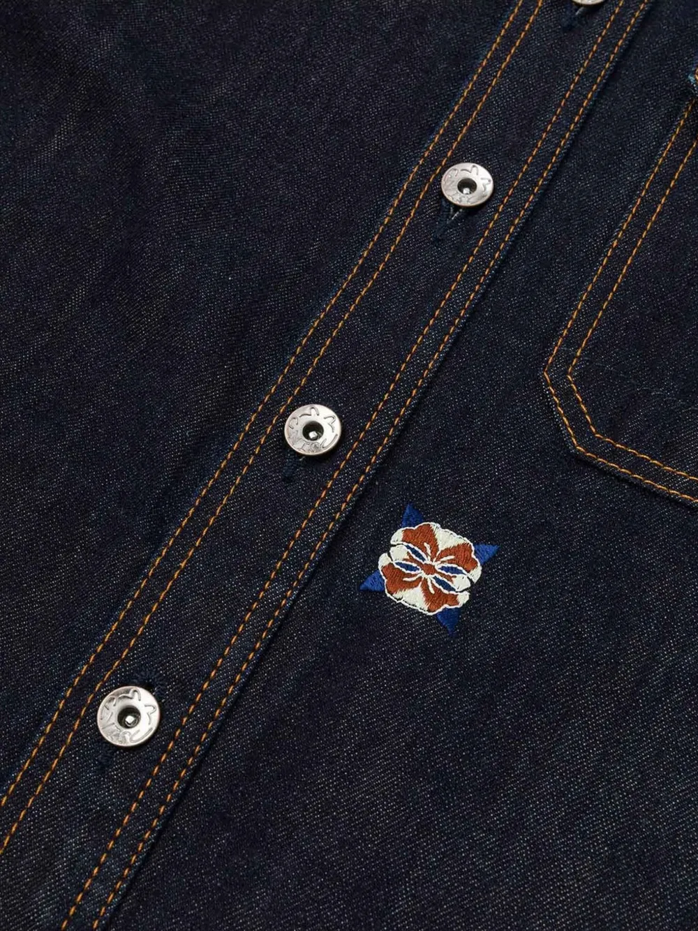 EVISU Overhemd met geborduurde zak Blauw