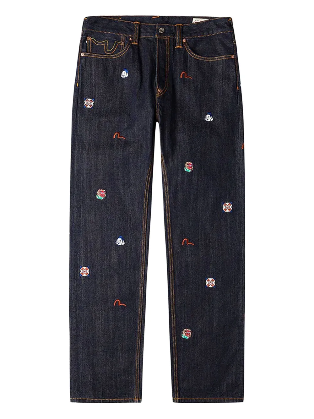 Evisu Embroidered Denim Jeans In Blue