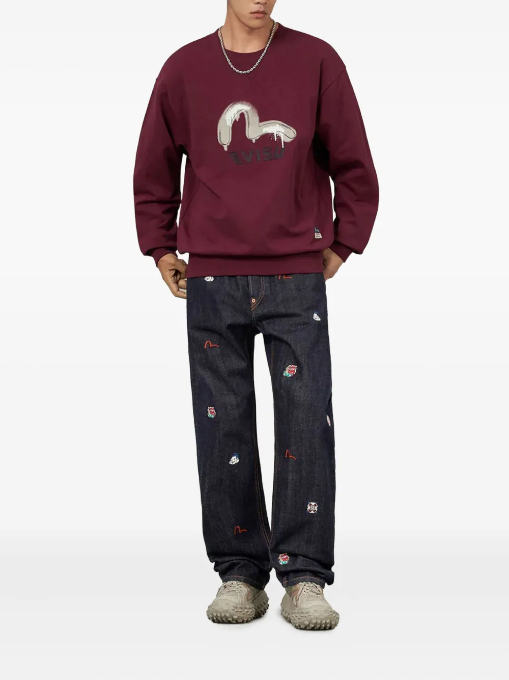 Evisu Embroidered Denim Jeans In Blue