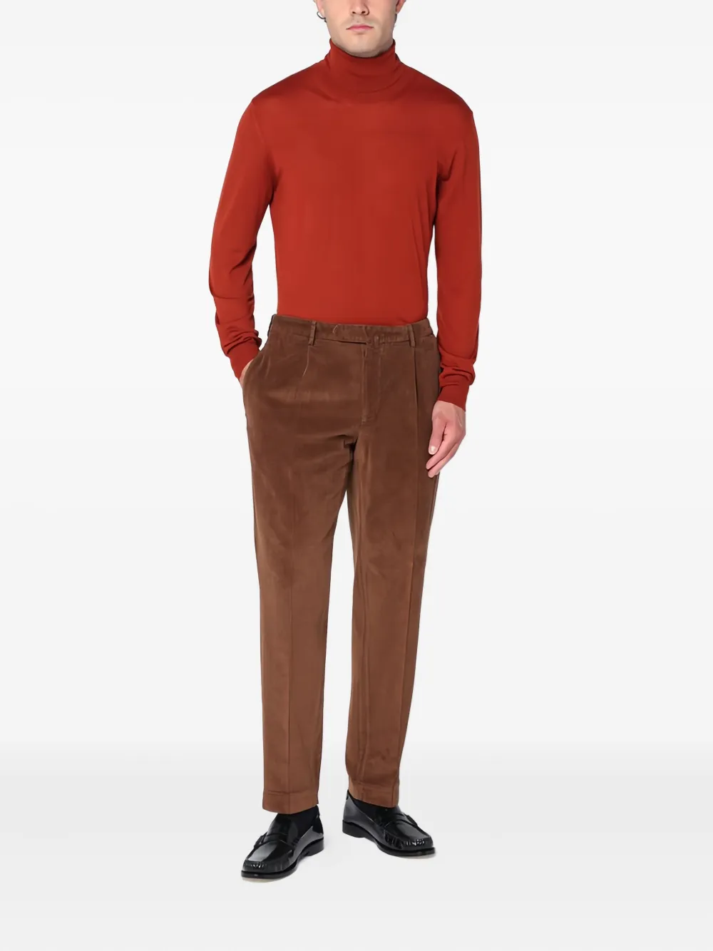 Santaniello corduroy-texture pleated regular trousers | Regular & Straight-Leg Trousers | Image 2
