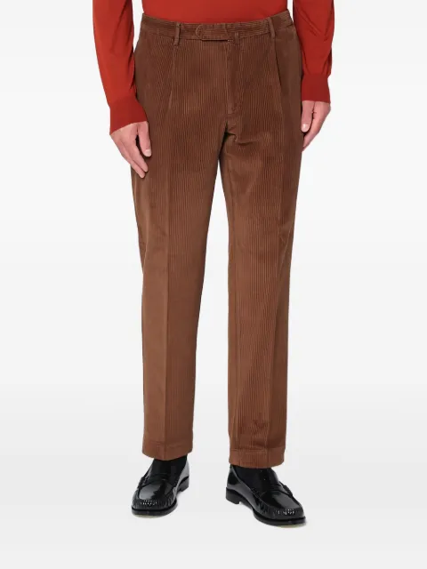 Santaniello corduroy-texture pleated regular trousers