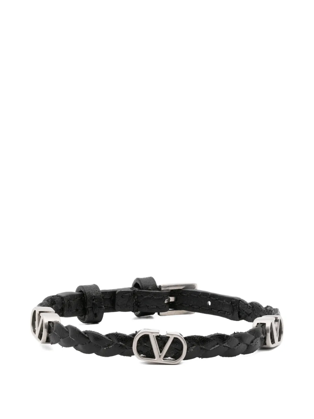 Valentino Garavani braided vlogo leather bracelet - Nero