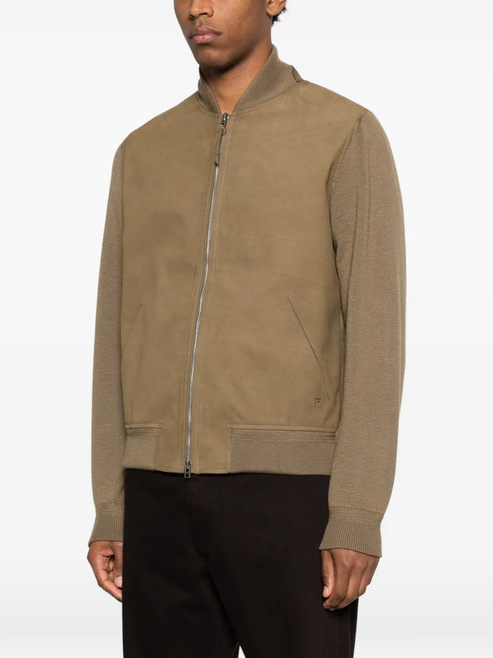  Tom Ford Front Merino Bomber Jacket - Green 