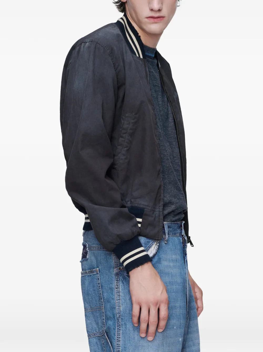  Maison Margiela Zip Printed Bomber Jacket - Grey 