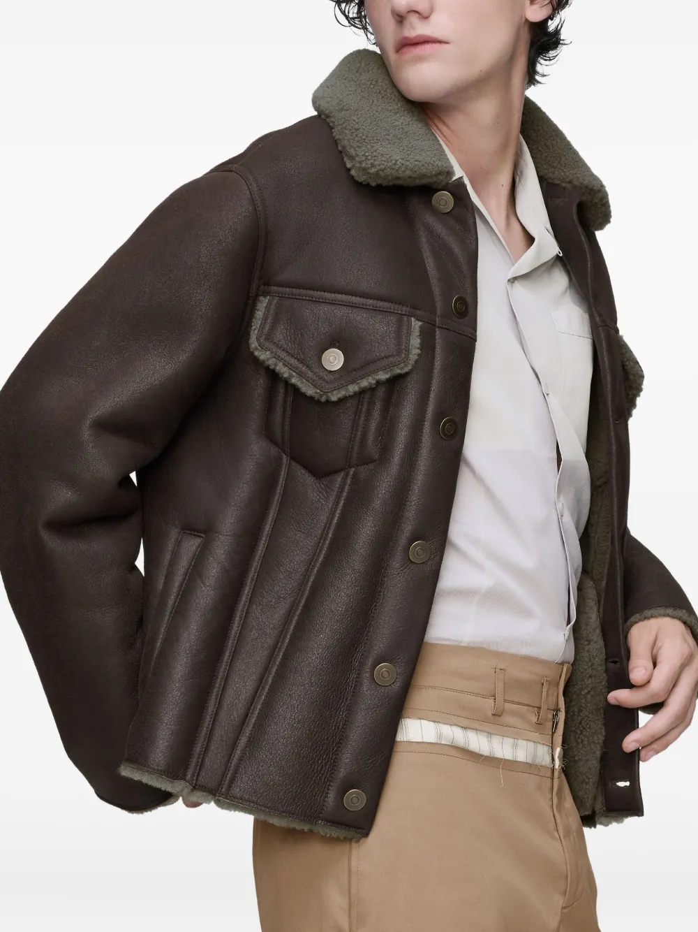 Maison Margiela Jack met kraag Bruin