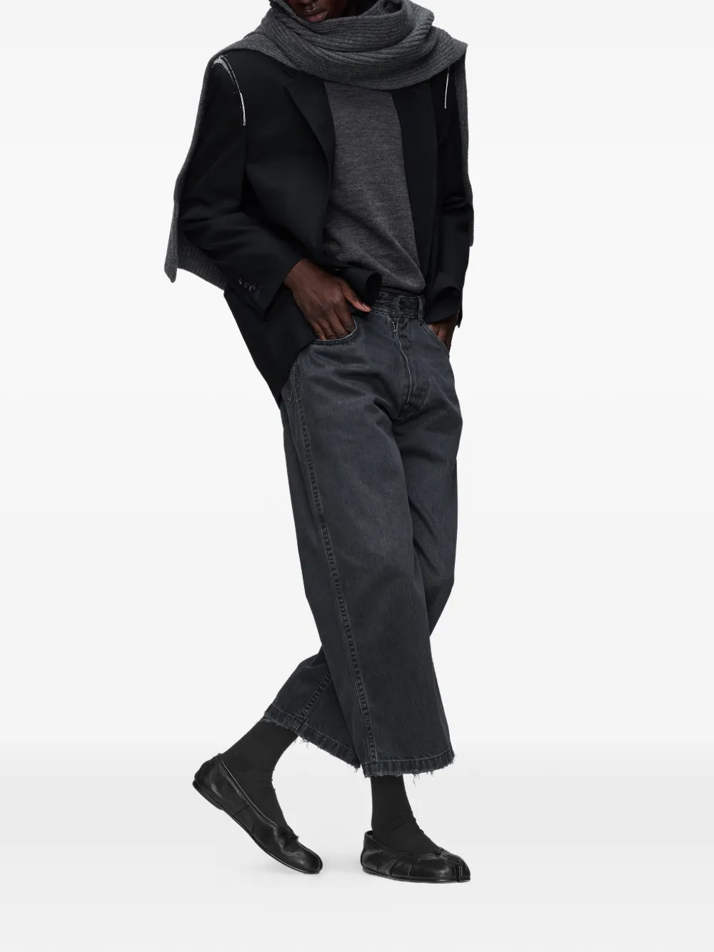 Maison Margiela frayed cropped trousers - Grijs