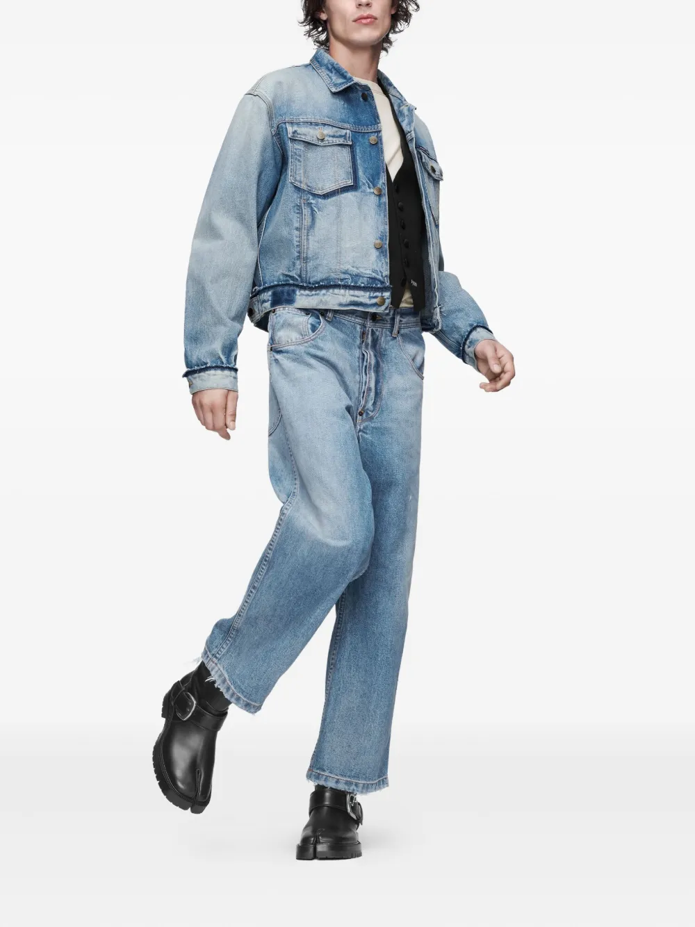 Maison Margiela raw-cut straight-leg jeans - Blauw