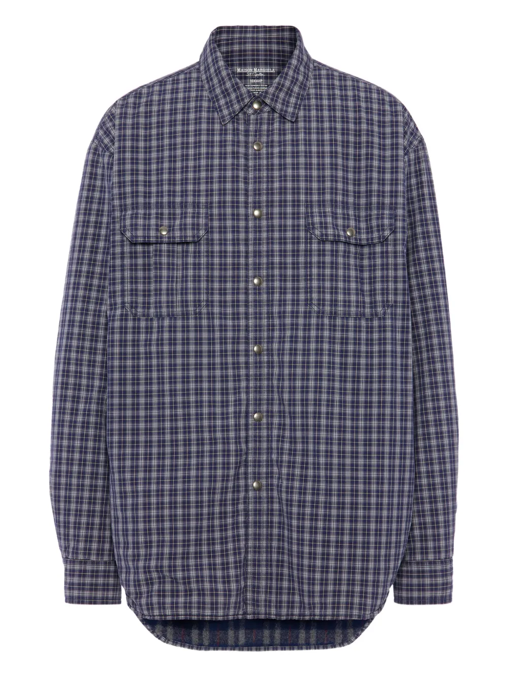 Maison Margiela Camicia con motivo a quadri e taschino - Blu