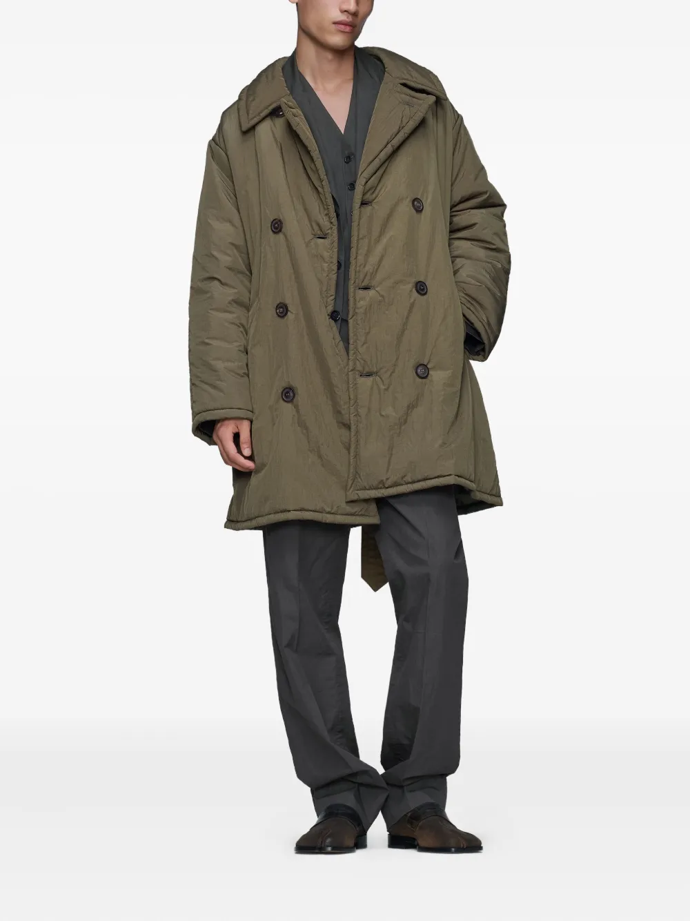 Maison Margiela Belted double-breasted coat - Groen