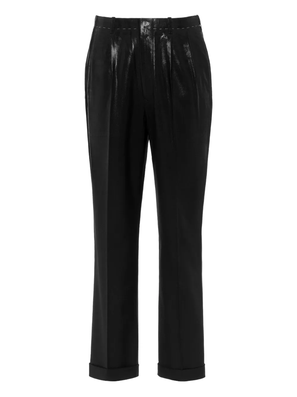 Maison Margiela pleated coated-finish trousers - Nero