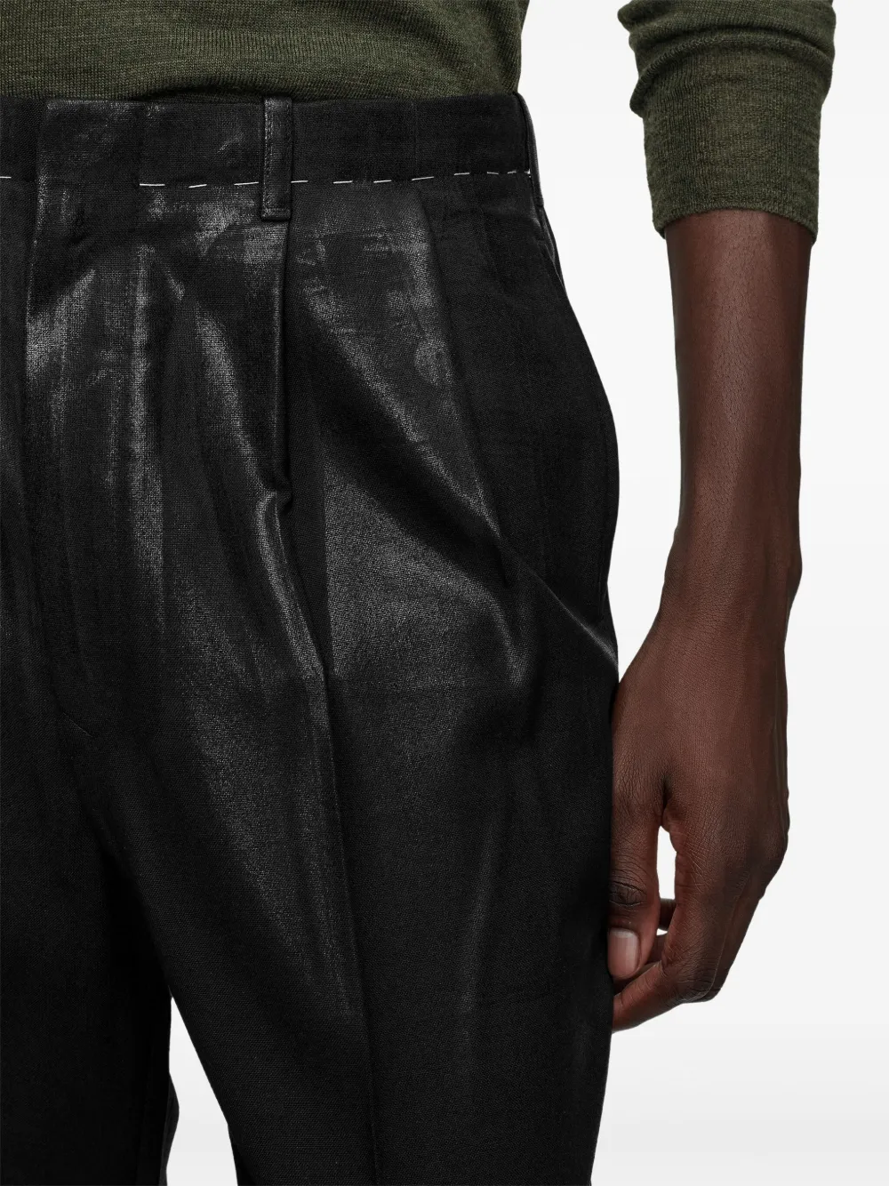 Maison Margiela Plooibroek met gecoate afwerking Zwart