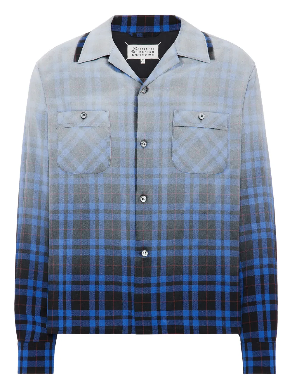 Maison Margiela Camicia con motivo a quadri e taschino - Blu