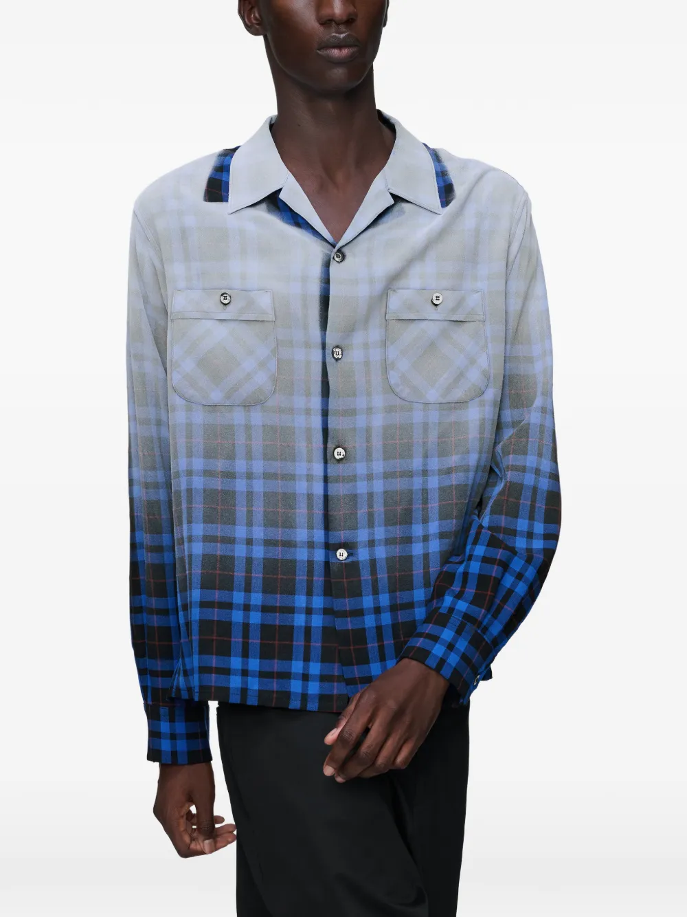 Maison Margiela Gradient Check Shirt | Blue | FARFETCH BG