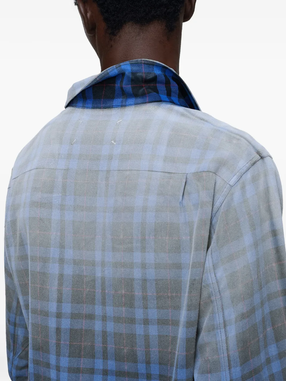 Maison Margiela Gradient Check Shirt | Blue | FARFETCH BG