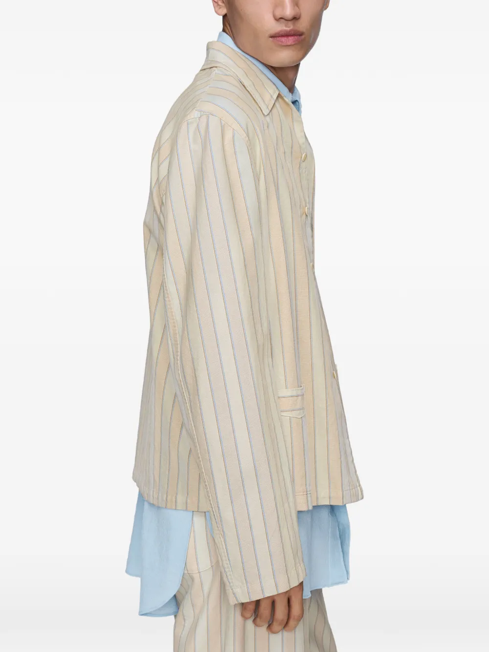 Maison Margiela Gestreept shirtjack met lange mouwen Beige