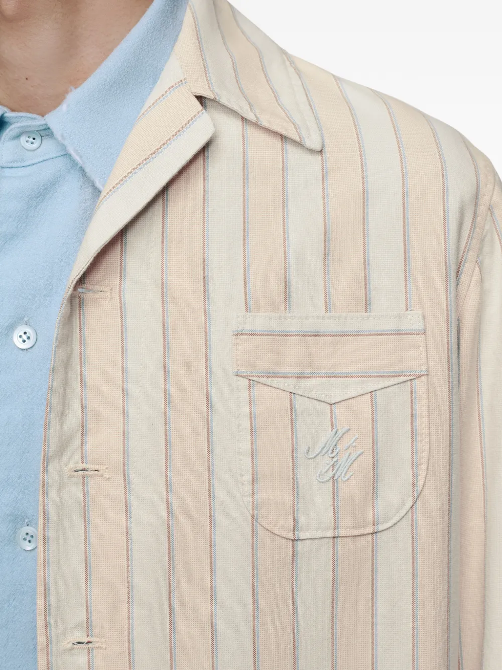 Maison Margiela Gestreept shirtjack met lange mouwen Beige