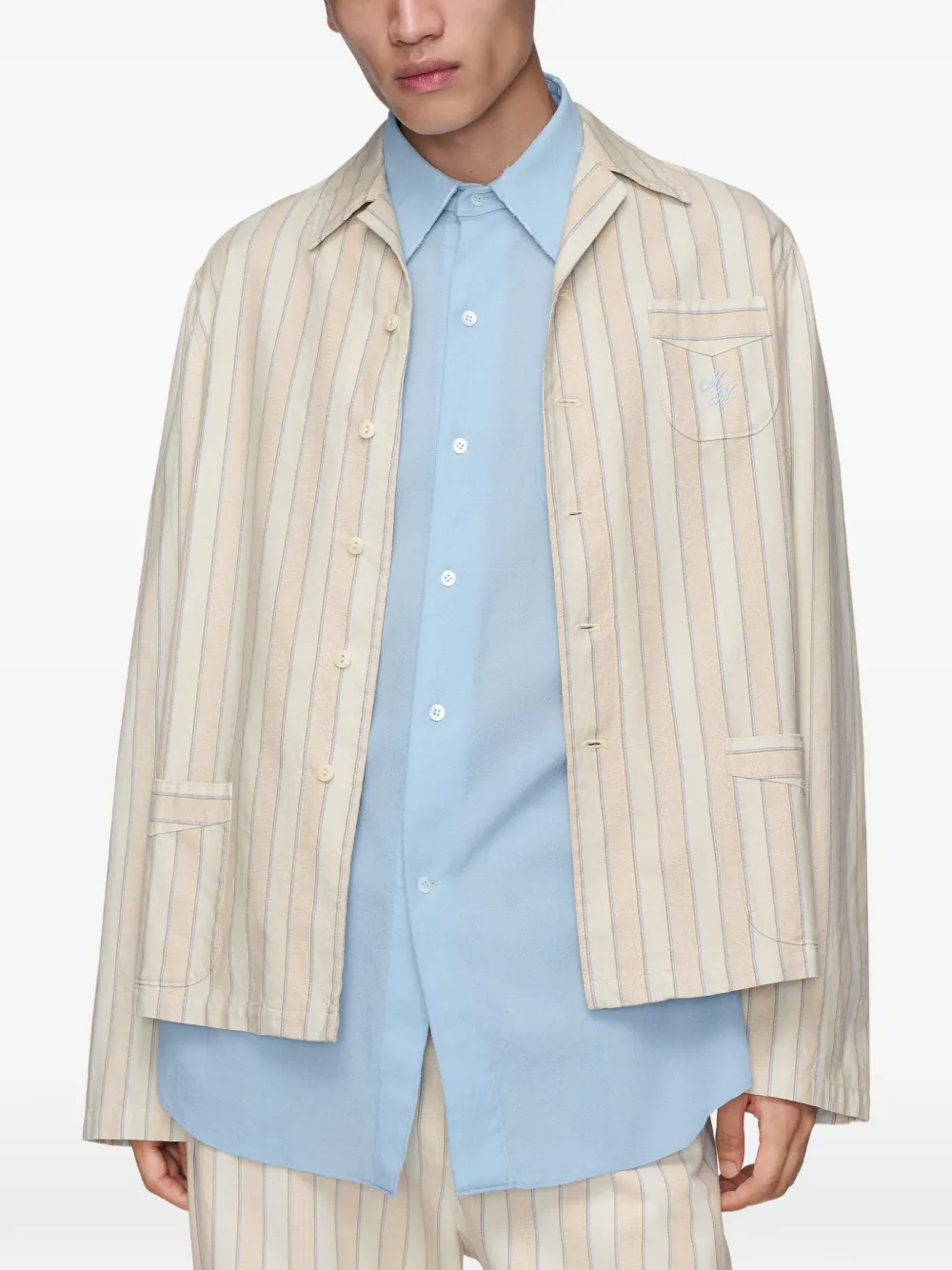 Maison Margiela Gestreept shirtjack met lange mouwen Beige