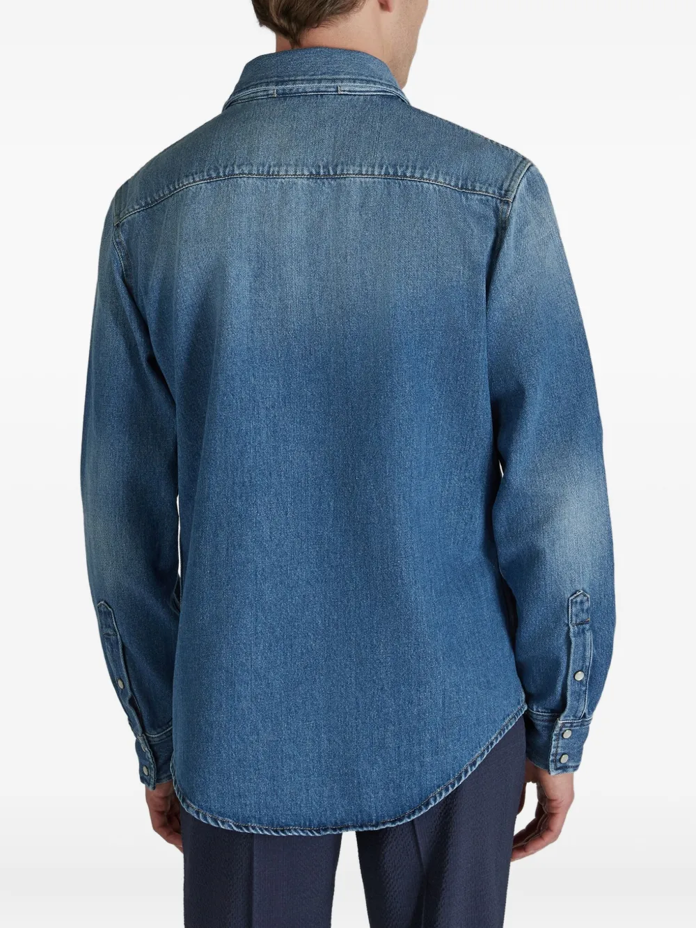 Glanshirt Shirtjack met zakken Blauw