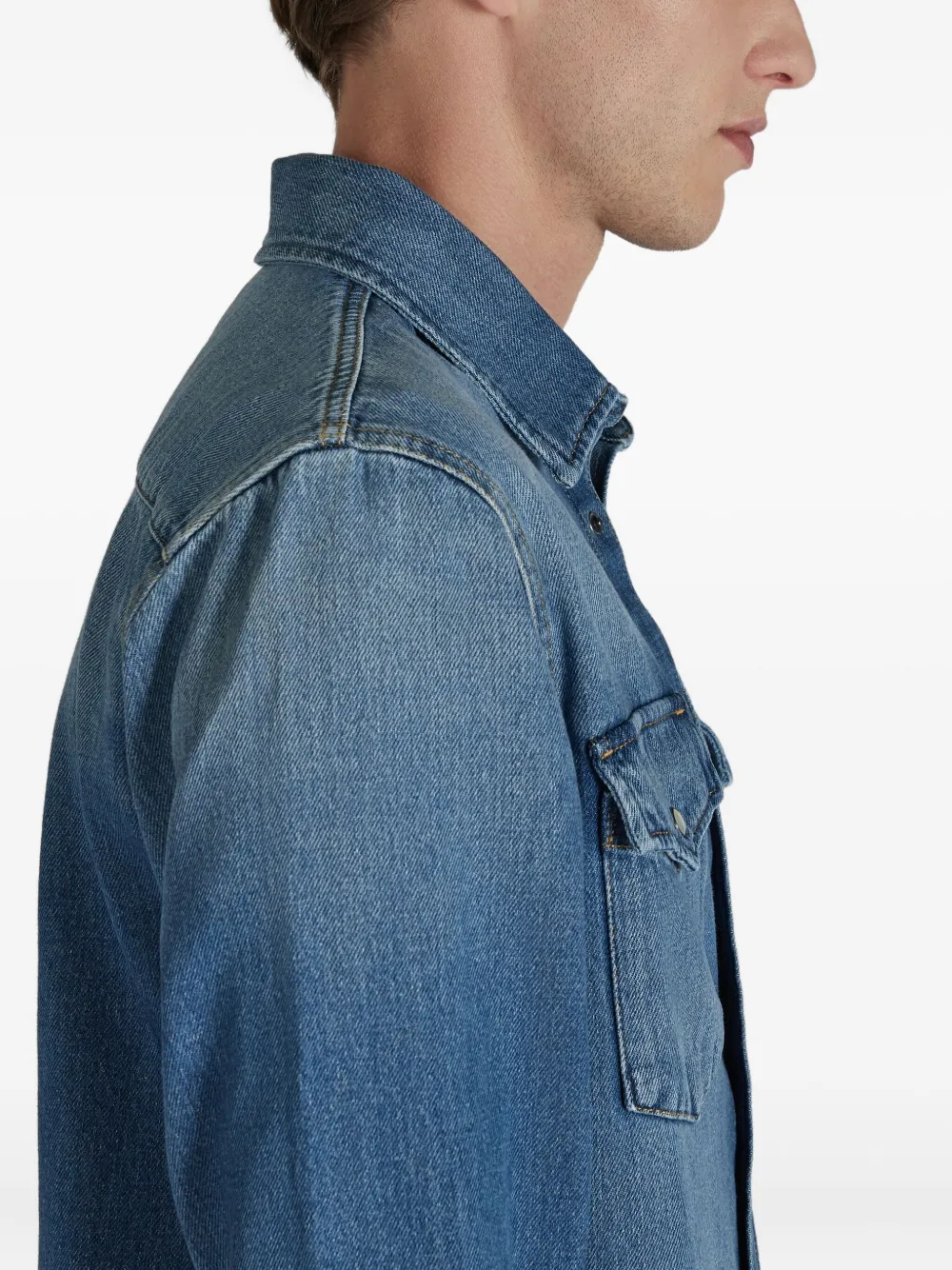 Glanshirt Shirtjack met zakken Blauw