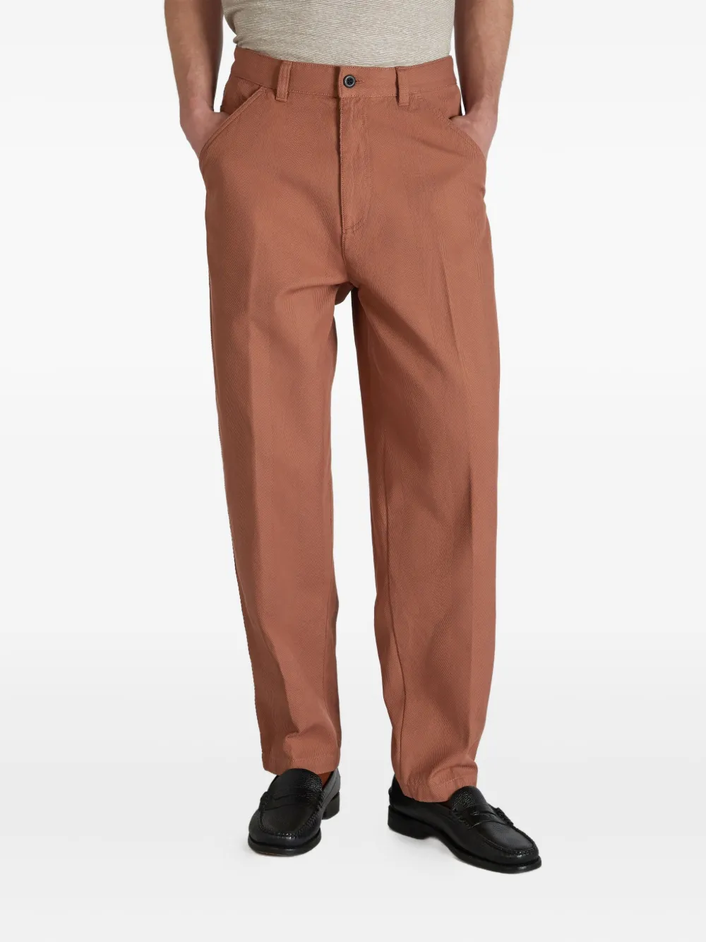 Incotex Broek met visgraatpatroon Bruin