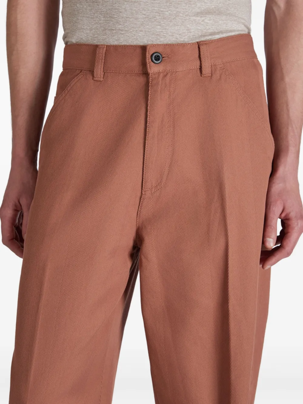 Incotex Broek met visgraatpatroon Bruin