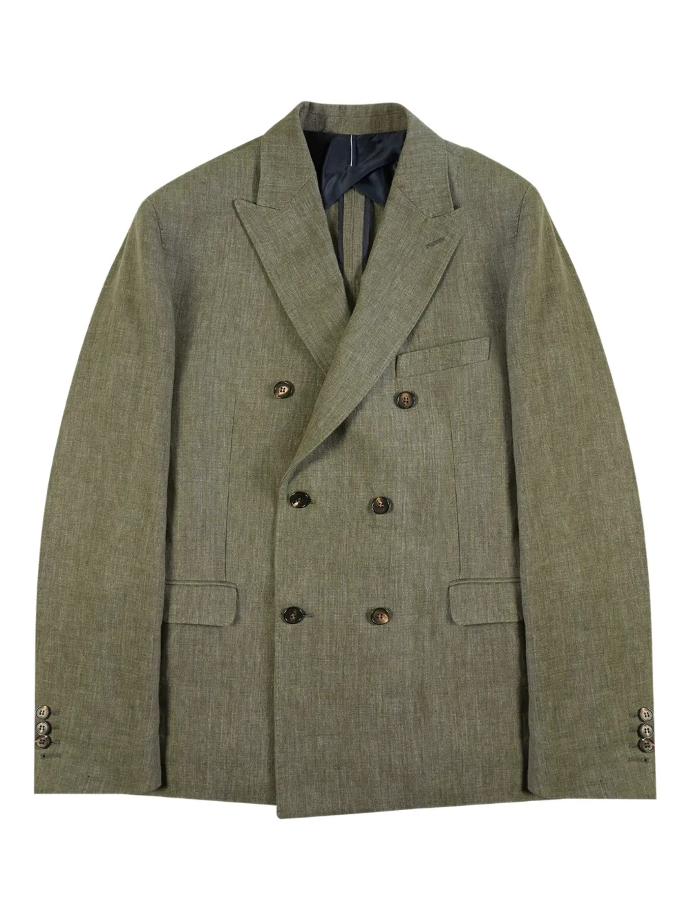slowear double-breasted linen blazer | Green | Image 1