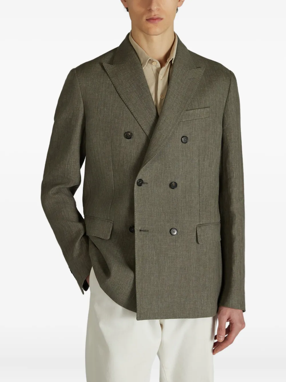 slowear Linnen blazer Groen