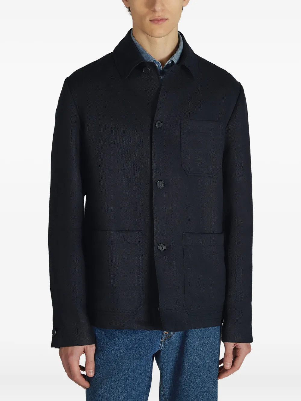 Incotex Linnen shirtjack Blauw