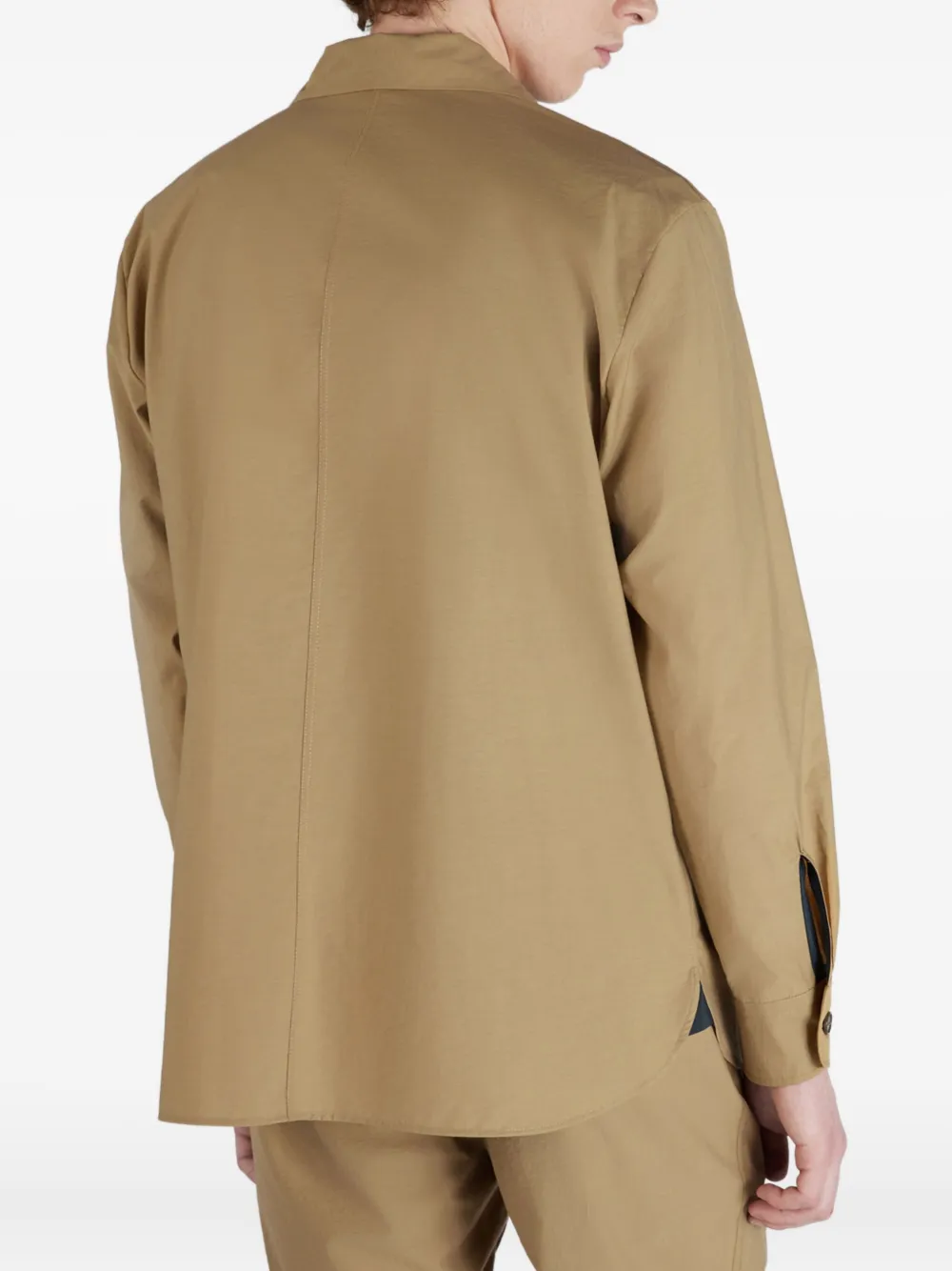 Incotex Shirtjack met opgestikte zak en knopen Beige