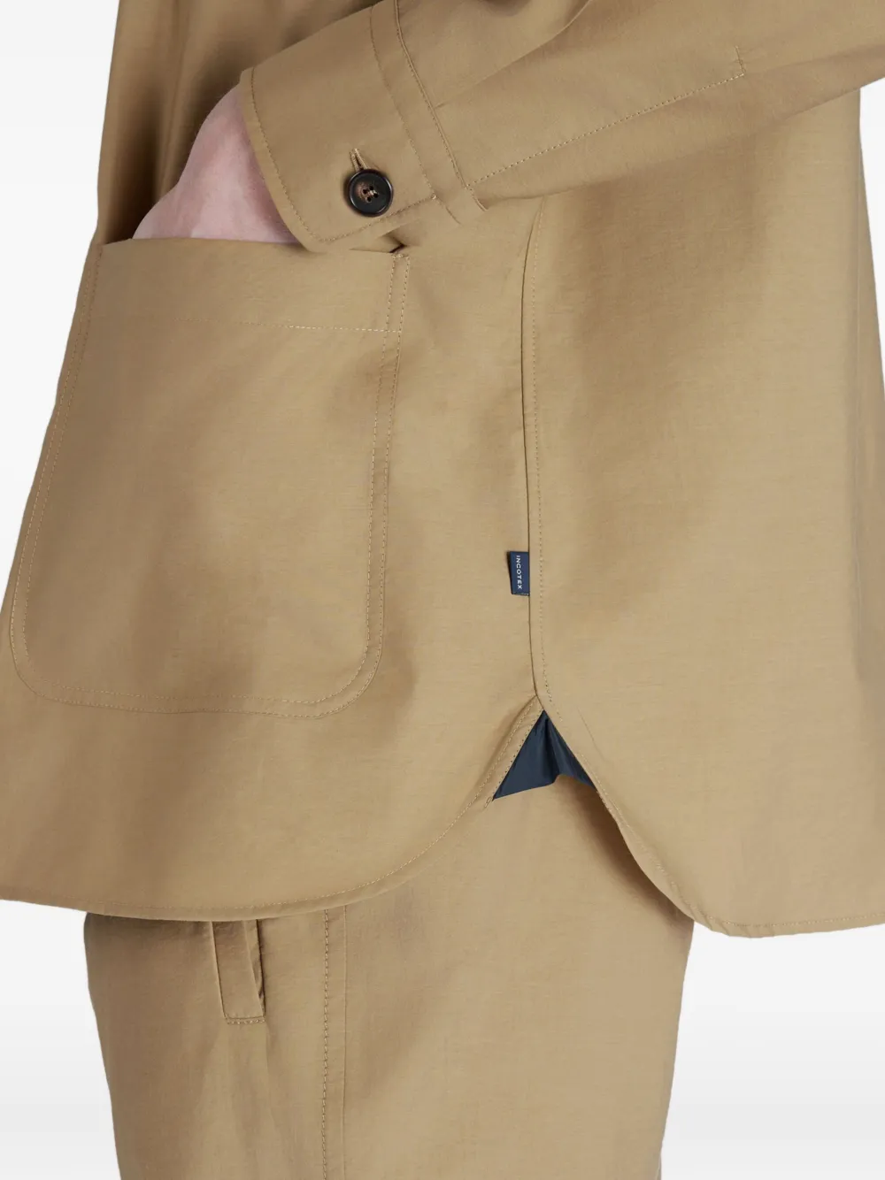 Incotex Shirtjack met opgestikte zak en knopen Beige