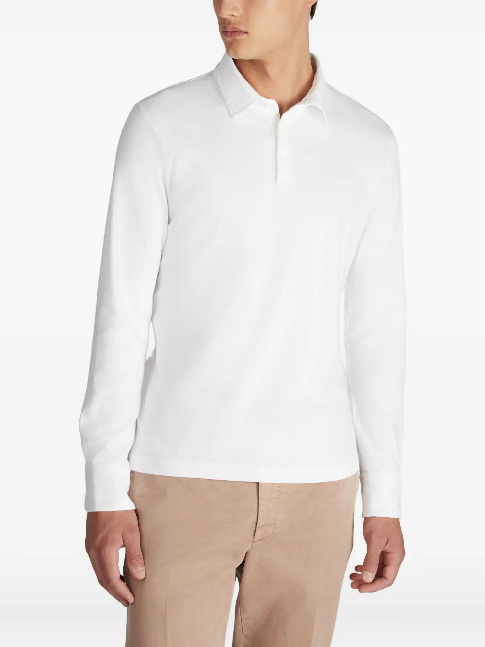 Zanone Poloshirt met lange mouwen Wit