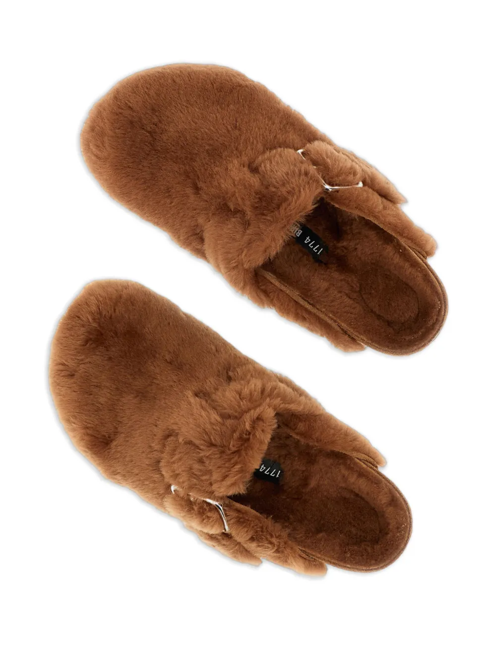 Shearling Buckle Strap Mules