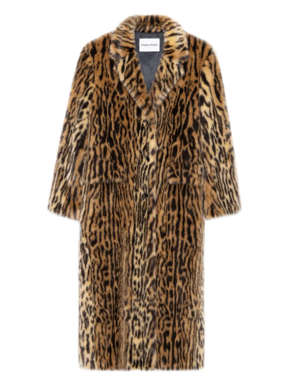 Stand Studio Faux-fur-mantel Mit Animal-print In Multi