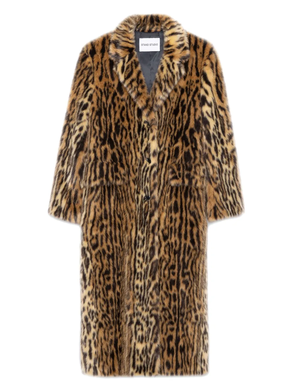 Stand Studio Faux-fur-mantel Mit Animal-print In Multi