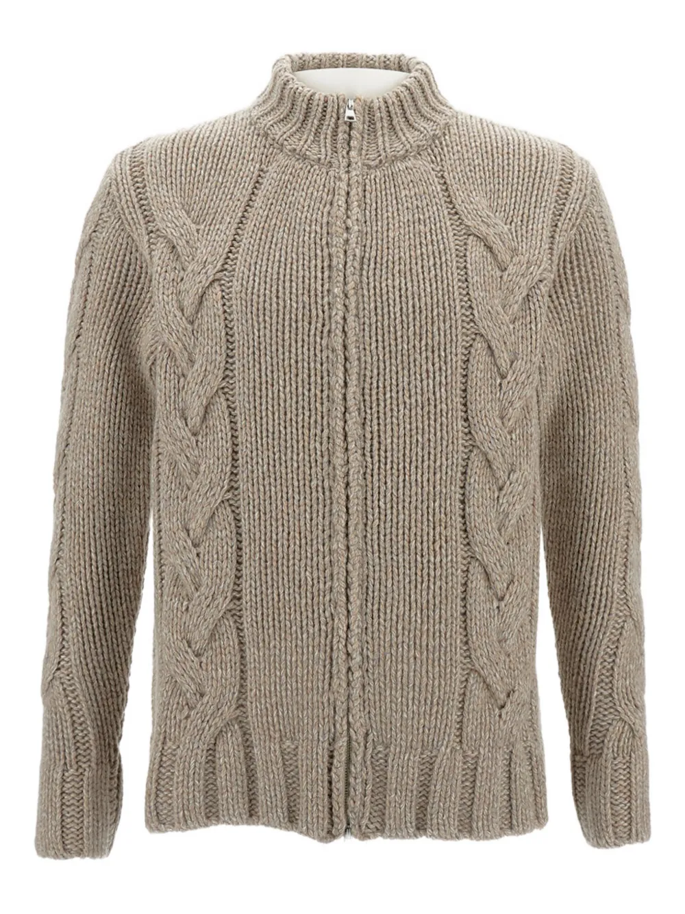 Customer Lovers Zip Cable-knit Cardigan In Brown