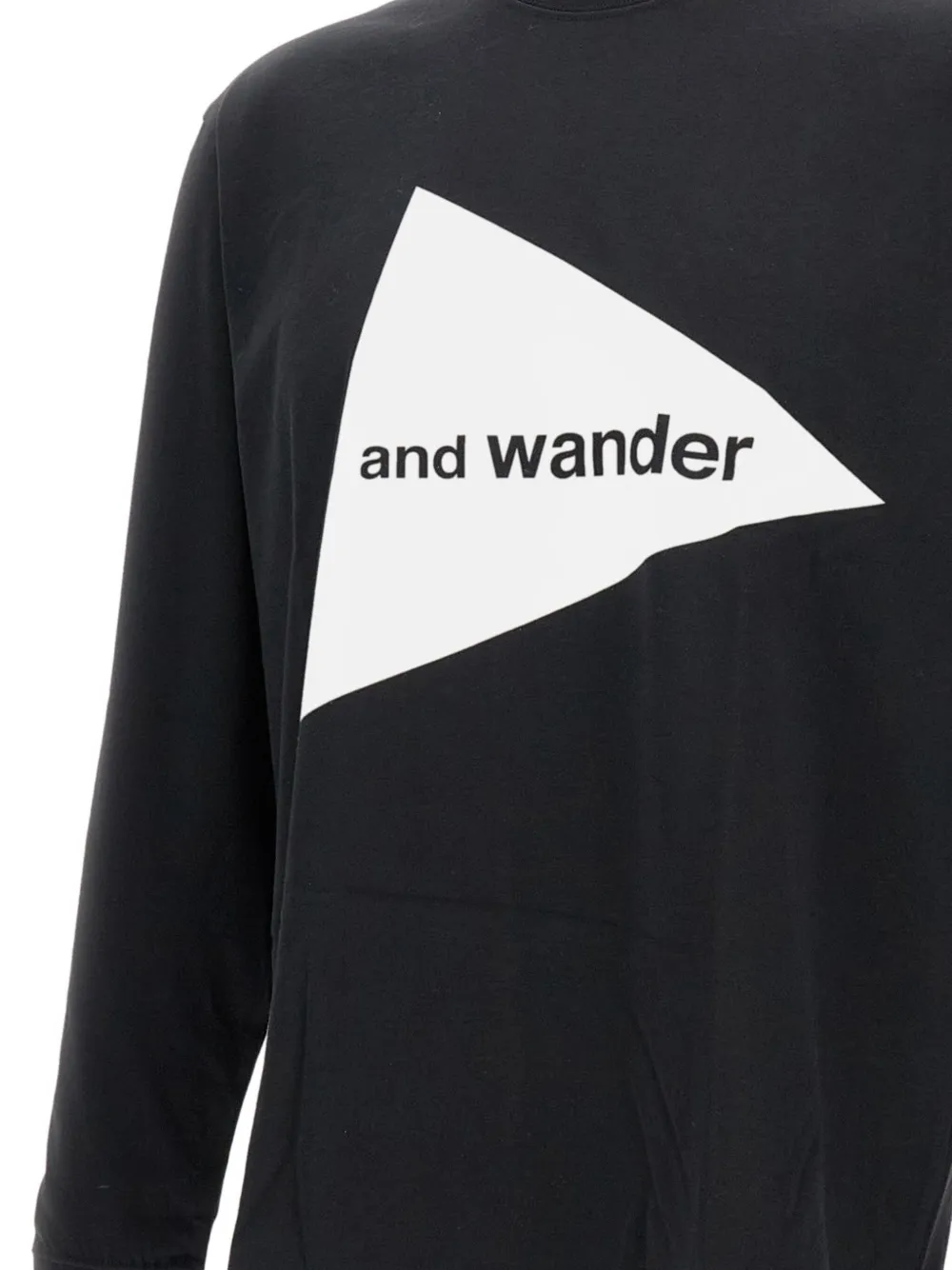 and Wander T-shirt met logoprint Zwart