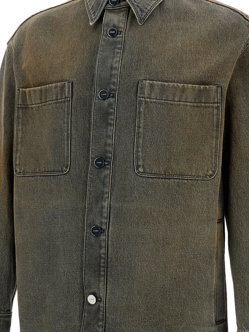 FENDI Denim overhemd met knopen Grijs