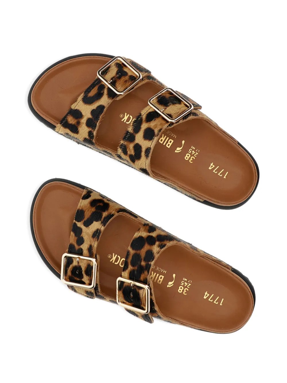 Birkenstock Leopard Adjustable-buckles Sandals In Brown